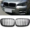 Nytt par Glossy Black Double Slat Kidney Grille Front Bumper Grill för BMW X5 X6 E70 E71 Bil Styling Racing Grills 2007-2013