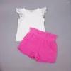 Kleidungssets Mädchen 1-7T Babykleidung Sommer Blumen Shorts Big Bow Tank Tops Kinder Set Kinder 2 3 4 5 6 Jahre