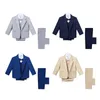 Enfants garçons smoking costumes de mariage bébé infantile tenue formelle blazer gilet chemises pantalons gentleman costume pour baptême baptême 240109