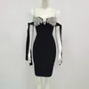 Abiti casual Shiny strass Bow Bandage Dress Donna 2024 Sexy Strap Off spalla Party Club Evening Fashion Slim Abiti HO0601