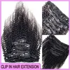 Grau 12A Brasileiro Peruano Malaio Indiano Cabelo Kinky Curly Ondulado Clipe em Extensões de Cabelo 100 g / lote Best Selling 100% Remy Raw Virgem Cabelo Humano Tece