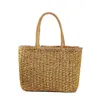 Schoudertassen wijnstokken geweven papieren gras mandje Frans retro vierkant papier touw geweven tas picknick blauw grote capaciteit casual diagonalcatlin_fashion_bags