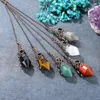 Pendanthalsband Natural Stone Crystal Pendulums för spådom Dowsing Bronze Copper Pointed Healing Reiki Amethysts Pendulos X173