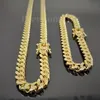 8mm Mens Miami Cuban Link Bracelet & Chain SET 14k Gold Plated Stainless Steel244t