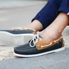 Leather Men Casual Shoes Fashion Docksides Boat Shoes England Men's Flats Lace Up Men Loafers Breathable Handmade Moccasins 240109