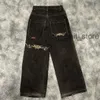 JNCO Y2k Streetwear Jeans pour hommes Jeans de créateur pour hommes Mode Hip Hop Gants de boxe Imprimé graphique Baggy Pantalon noir Harajuku Pantalon large gothique 14 HIQX