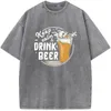 Men's T Shirts Keep Calm Drink Beer Printed T-Shirt Men Women Casual Fashion Oversized 90s Vintage Unisex Washed Old