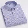 Duży rozmiar koszule 7xl100 cotton dla mężczyzn Oxford Plain Shirt Oversired długie rękawa Slim Fit Tops Striped Plaid Clothing 240109