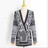 Women's Suits Luxurious Women Suit Jacket Single Breasted Coat Regular V-neck Full Sleeve Metallic Beaded Blazer Long Female Formal Party