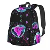 Mochila Neon Hearts Graffiti Boy Abstrato Geométrico Grande Mochilas Engraçadas High School Bags Universidade Colorida Mochila