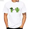 Men's T-Shirts Cactus Funny Men Collar T Shirt Basic Casual T-shirt Men Short Sleeve Tshirt Men Funny Tumblr Graphic Elastic Tee ShirtL240110
