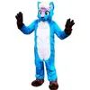 Halloween Blue Husky Fox Mascot Traje de Alta Qualidade Personalizar Dos Desenhos Animados Dente De Pelúcia Anime Tema Caráter Adulto Tamanho Natal Carnaval Fantasia Vestido