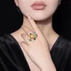 Cluster Rings Zoca 925 Sterling Silver Big Round Gemstone Gold Pearl Simple Flower Rose est For Women Fine Jewelry Party