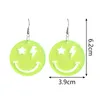 Boucles d'oreilles tendance néon jaune rose acrylique goutte pour femmes filles Transparent Fluorescence grand rond bijoux de mode