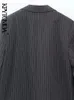 Kpytomoa kadın moda ön düğmesi pinstripe blazer ceket vintage uzun kollu kapak cepleri dişi dış giyim şık yelek femmes 240110