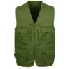 Mens Casual Solid Color Vest Sleeveless VNeck Multipockets Hiking Outdoor Fishing Apparel Work Plus Size 240109