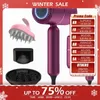 Hair Dryer with Diffuser Ionic Blow Dryer Professional Portable Hair Dryers Accessories for Women Curly Hair Purple Home Applian 240110