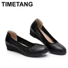 TIMETANGCow leather wedges shoes women slip on round toe ladies high heel pumps party comfort office lady work wedding 240110