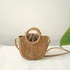 Akşam çantaları dokunmuş el yapımı rattan vintage retro saman ip örtüsü çapraz gövde çanta ile yüzme yaz plaj çantası