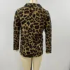 Spunautumn Womens Turndown Collar Leopard Print Geometric Long Sleeved Button Cardigan Coat Office Lady Fashion Casual Tops 240110