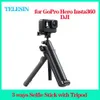 Selfie Monopods Telesin 3 Yol DJI Action2/3 Kamera Aksesuarları İçin Selfie Stick Handheled akıllı telefon Tripod YQ240110