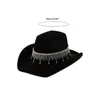 Bérets Cowgirl Elegant Cowgirl pour douche nuptiale Bachelorette Bachelorette Sinom Shimmering Wide Brim DXAA