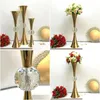 Vazen 10 Stuks Gouden Bloemenvaashouders Met Grote Kristallen Bol Bruiloft Tafel Centerpieces Houder Kandelaars Voor Party Home Decor Drop Dhe0Y