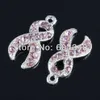 100st Silver Color Pink Crystal Rhinestone Ribbon Breast Cancer Awareness Charms dingle pärlor pendellsmycken fynd254i