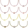 Conjuntos rosa ouro espumante coroa coração bola barril fecho 925 prata esterlina cobra corrente colar para popular grânulo charme diy jóias