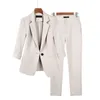 Элегантный пиджак на весну и лето, одинаковый комплект, женские шикарные корейские блейзеры, пальто, брюки, женский профессиональный костюм из 2 предметов 240109