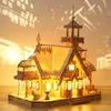 267pcs Wooden BUILD BLOCK Construction Toys DIY House With Lights Educational Building Bricks Model Children Kids Gift 240110