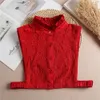 Koronkowe wycięte kroja koszula Kobiety stand up wino czerwony sweter jesienny zima 240109