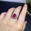 Clusterringe Feiner Schmuck 925 Sterling Silber mit natürlichem Edelstein Damen Luxus Vintage Blume Rubin Verstellbare Ringunterstützung