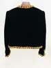 Women's Jackets HIGH STREET Est Fashion 2024 Designer Sequined Chain Beaded Lion Buttons Velvet Jacket