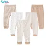 3/4/5 pièces pantalons nés unisexe bébé Leggings 100% coton infantile pantalons longs 0-12 mois garçon fille taille pantalon vêtements bas 240109