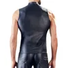 Men's Tank Tops Man Male Vests Leathe M-2XL Mens Nightclub PU Costume Vintage Faux Leather Zip Party Sleeveless Spandex Stage