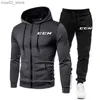 Survêtements pour hommes Mode Hommes Costumes de jogging Automne Manches longues Zipper Sweats à capuche et pantalons longs Mâle Outdoor Sport Survêtements Q230110