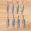 Breloques 20 pièces en argent tibétain, pendentifs en feuille de plume à 2 côtés pour bricolage, collier, boucles d'oreilles, fabrication de bijoux, accessoires