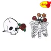 Skeleton Head Skeleton Rose Carton Horrable Pin Brosch Black Cloak Death Skull Button Emamel For Women Men Hat Bag Clothes Lapel