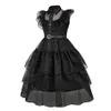 Onsdag Addams Costume Girl Kids Black Dress 240109