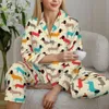 Hond Print Pyjama Vrouwen Cartoon Dier Romantisch Thuis Nachtkleding Herfst 2 Stuks Esthetische Oversized Aangepaste Set 240110