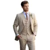 Champagne masculino smoking ternos de casamento para homens sob medida noivo wear formal moda masculina terno baile de formatura blazer calças colete 240110