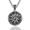 Pendentif Colliers Apollo Amulette double face en acier inoxydable Sun God Collier Punk Rétro Vintage Style 22 "Chaîne