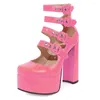 Jurk Schoenen Lapolaka Zomer Vrouwen Sandalen Punk Stijl Roze Hak Super Hoge Hakken Pumps Platform Party Sexy Club Desinger