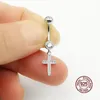 Smycken Zircon Cross Pendant Belly Button Ring 925 Sterling Silver Navel Piercing for Women Sexig Belly Ring Body Piercing Smycken