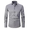 Hafif esneklik erkekler uzun süredir iş tişört düz renk ince ince olmayan demir elbise gömlek artı 240109