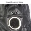 BDSM Mask Leather Hood med näsborre andning Holesbondage Huvud Harnessremovable Gag i munnen Bildbällda leksaker för par 240109