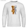 Moletons masculinos Moletons Teddy Bear Robot Robotic Bear Cute Engraçado Hoodie Homens Soltos Oversize Roupas Moda Casual Mangas Compridas Streetwear Soft Hoody T240110