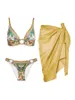 Set Vintage Court Floral Print Bikini Separat Cover Up Summer Swiming Suit 2023 Shorts Bourkini