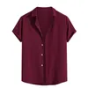 Mens Casual Shirts Spring Summer Solid Color Cotton Loose Lapel Short Sleeve Shirt Tops Chemise Homme Luxe Haute Qualite